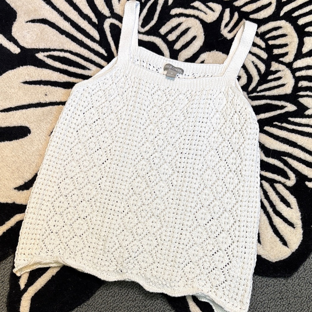 Falls Creek White Crochet Eyelet Camisole Tank